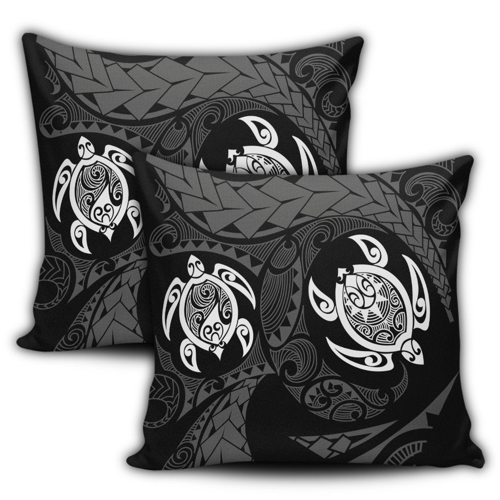 Hawaiian Two Turtle Polynesian Pillow Covers White AH - Polynesian Pride