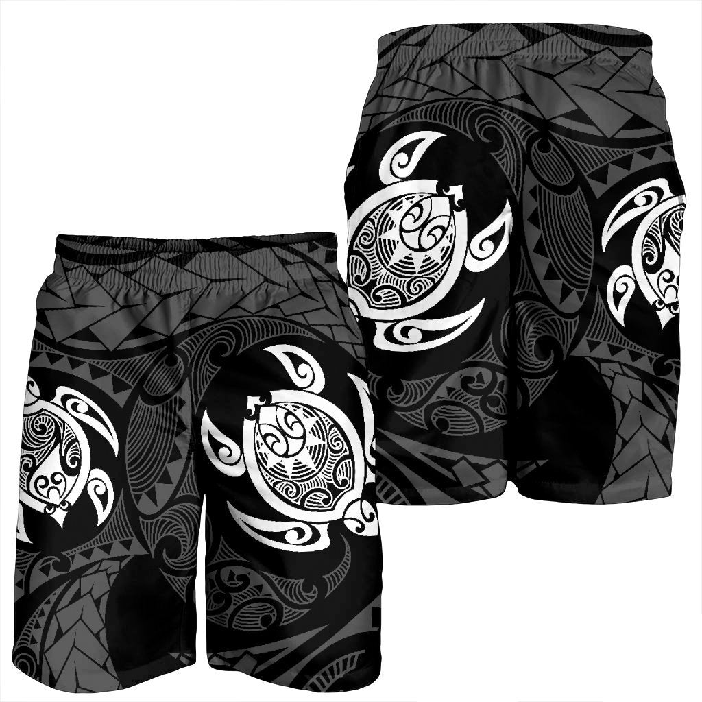 Hawaiian Two Turtle Polynesian Men's Shorts White AH - Polynesian Pride