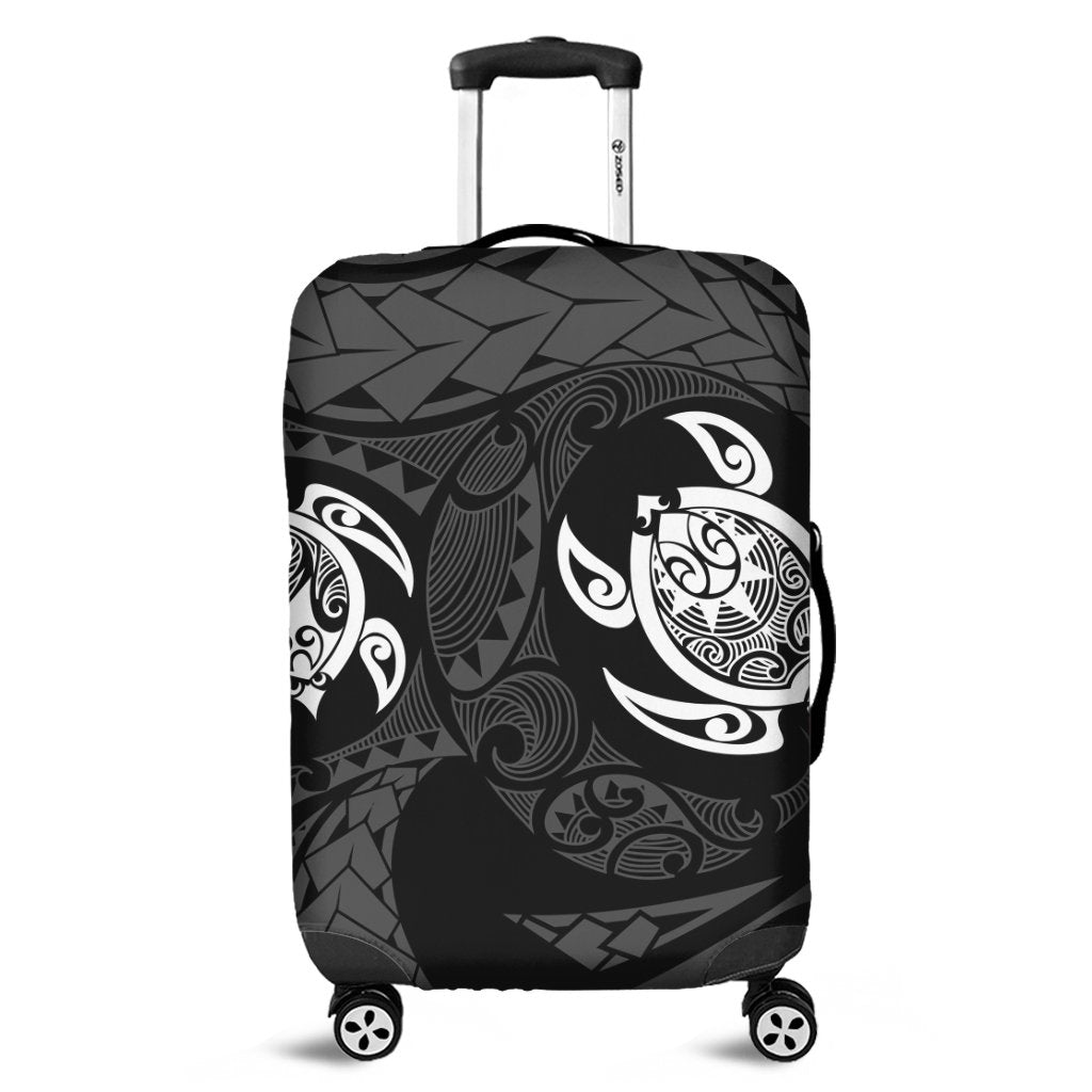 Hawaiian Two Turtle Polynesian Luggage Covers White AH Black - Polynesian Pride