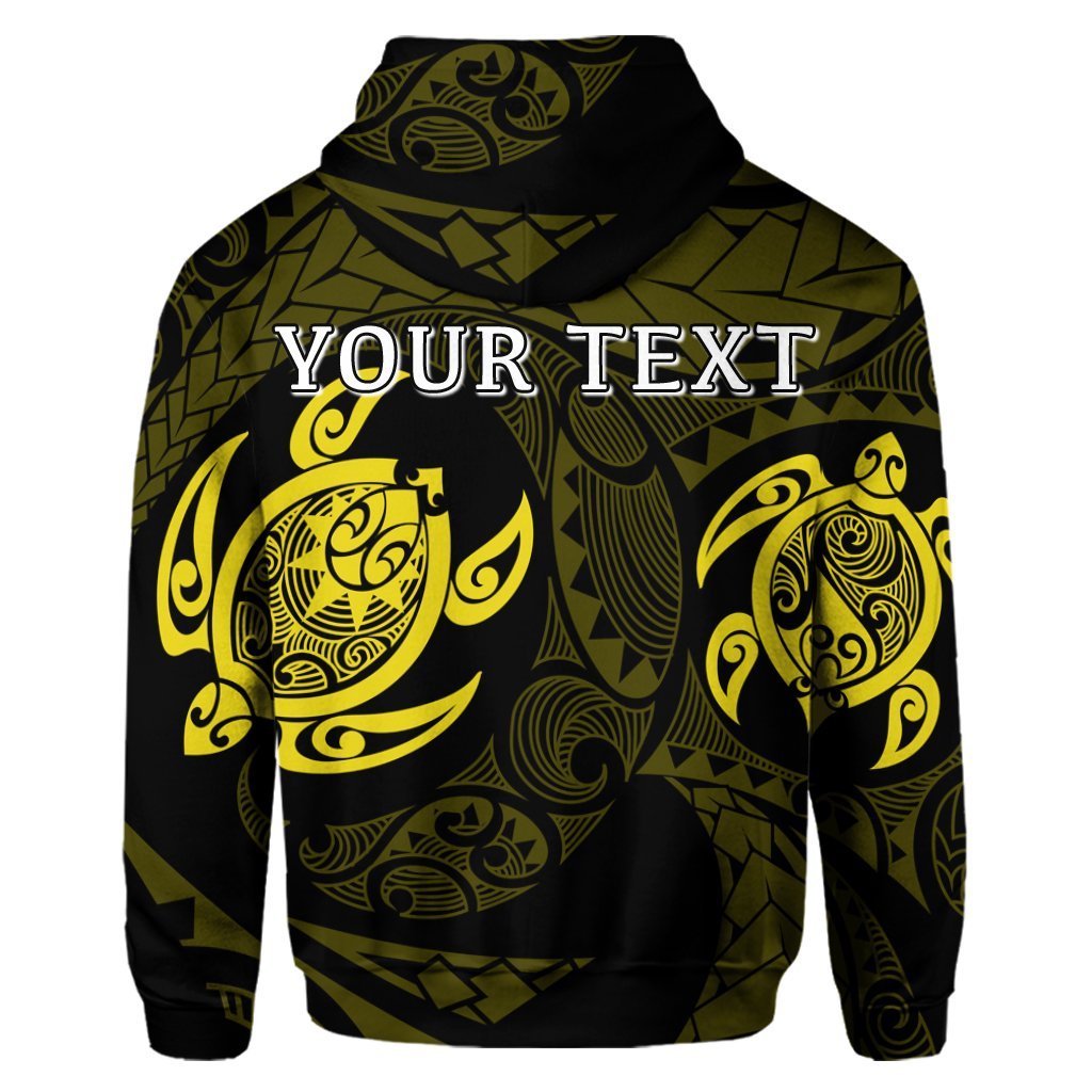 Custom Hawaiian Two Turtle Polynesian Hoodie Yellow - Polynesian Pride
