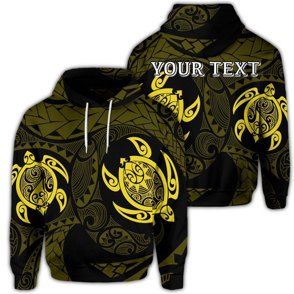 Custom Hawaiian Two Turtle Polynesian Hoodie Yellow Unisex Art - Polynesian Pride