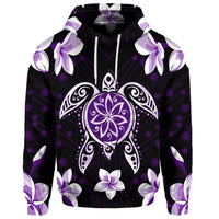 Custom Hawaiian Violet Turtle Plumeria Hoodie - Polynesian Pride