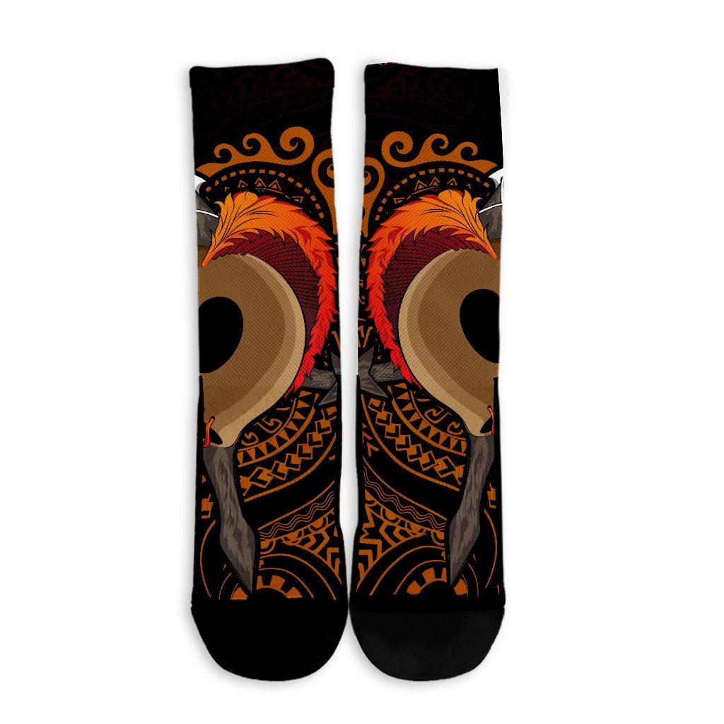 Hawaiian Warrior Helmet Kanaka Polynesian Crew Socks - AH - Polynesian Pride