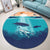 Hawaiian Whale And Turtle In Sunset Polynesian Round Carpet - AH - Polynesian Pride