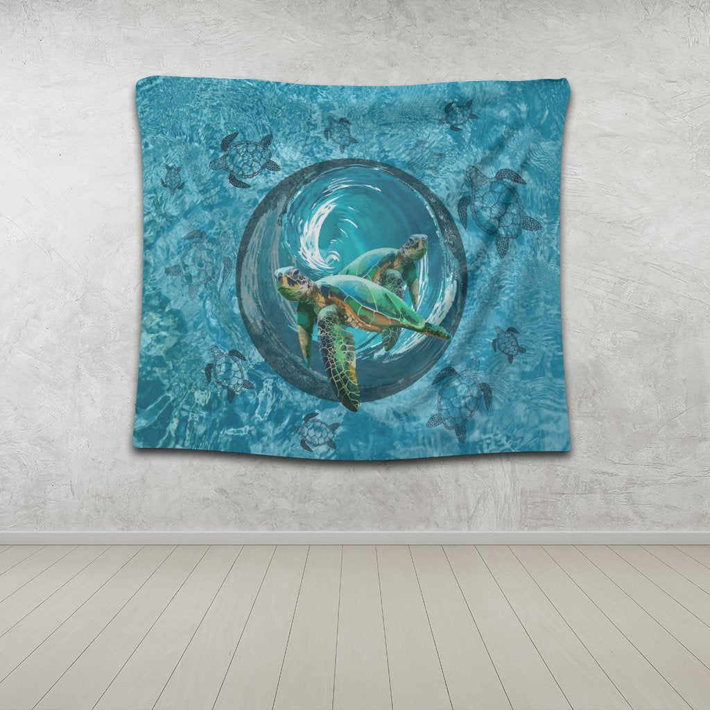 Hawaiian Whirlpool Turtle Polynesian Tapestry - AH - Polynesian Pride