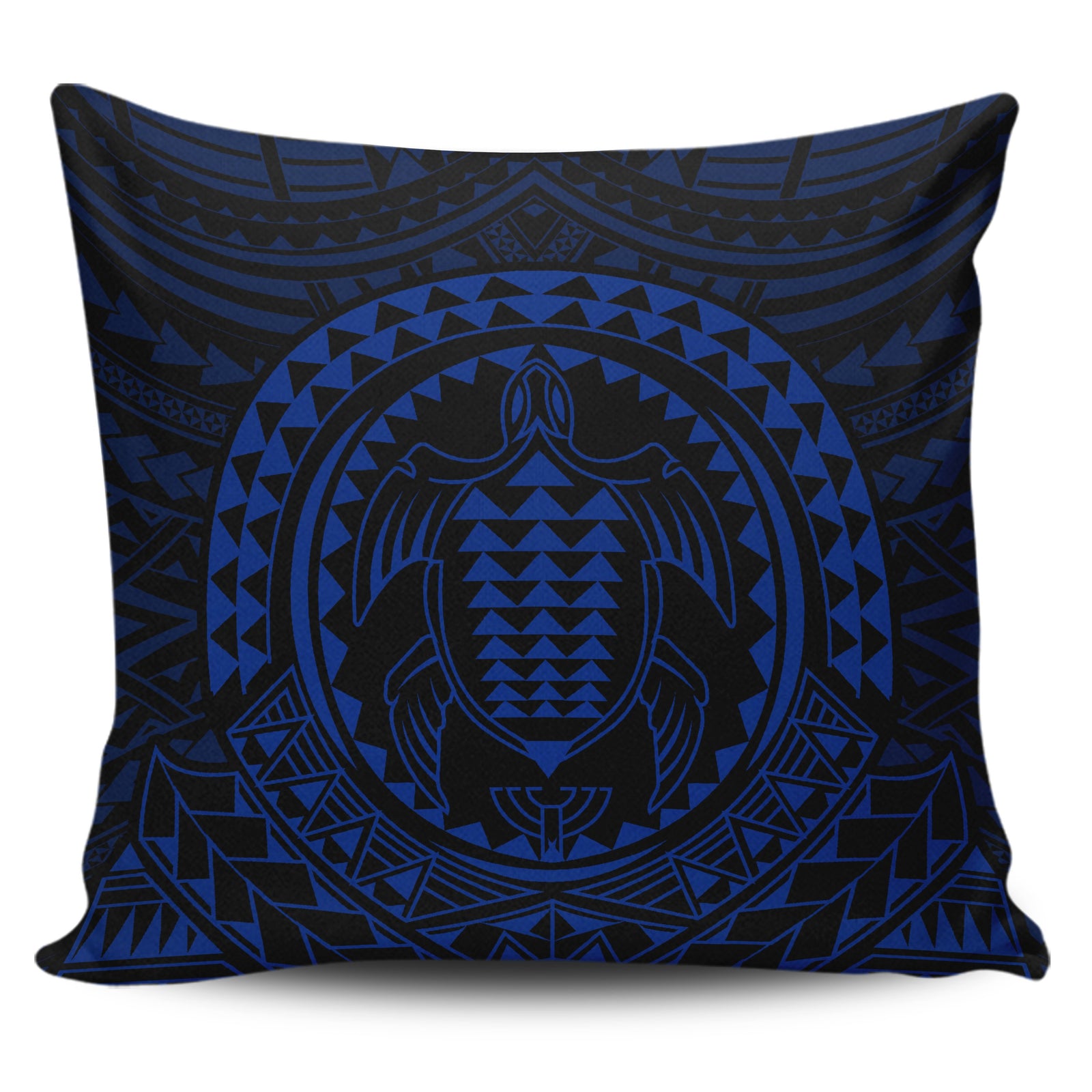 Hawaiian Kakau Honu Arc Blue Polynesian Pillow Covers One Size Zippered Pillow Case 18"x18"(Twin Sides) Blue - Polynesian Pride