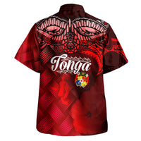 Tonga Polynesian Hawaiian Shirt - Tonga Coat Of Arms With Lauhala Tribal Pattern - Polynesian Pride