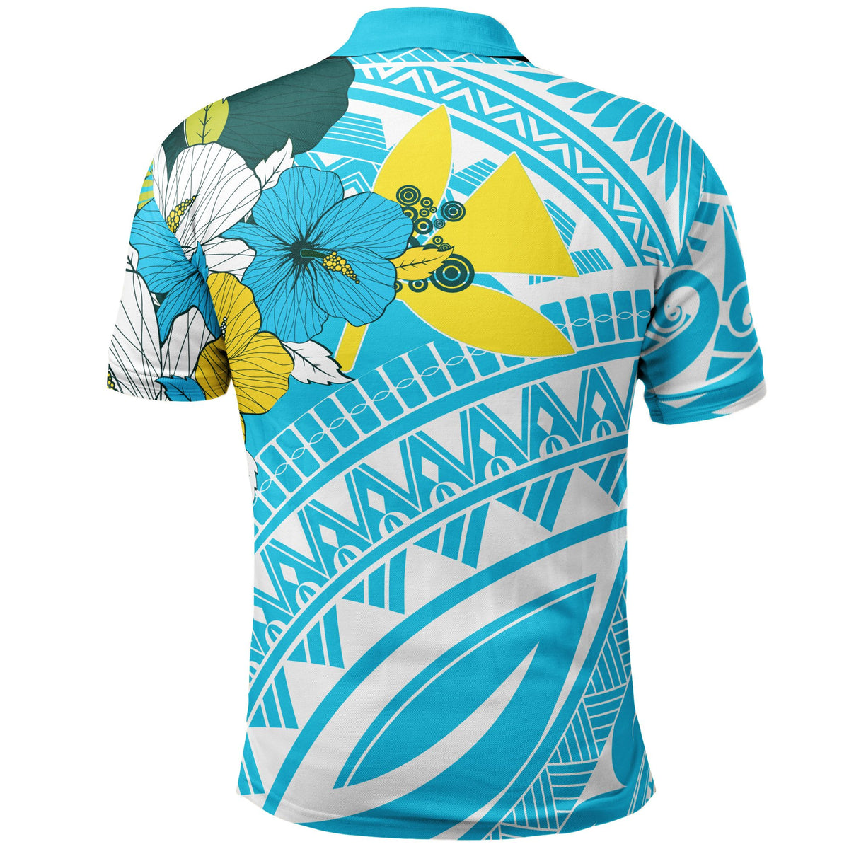 Hawaii Polo Shirt Polynesian Pattern Aquamarine Stone Color - Polynesian Pride