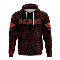Hawaiian Kanaka Map Polynesian Hoodie Red Brad Style - Polynesian Pride