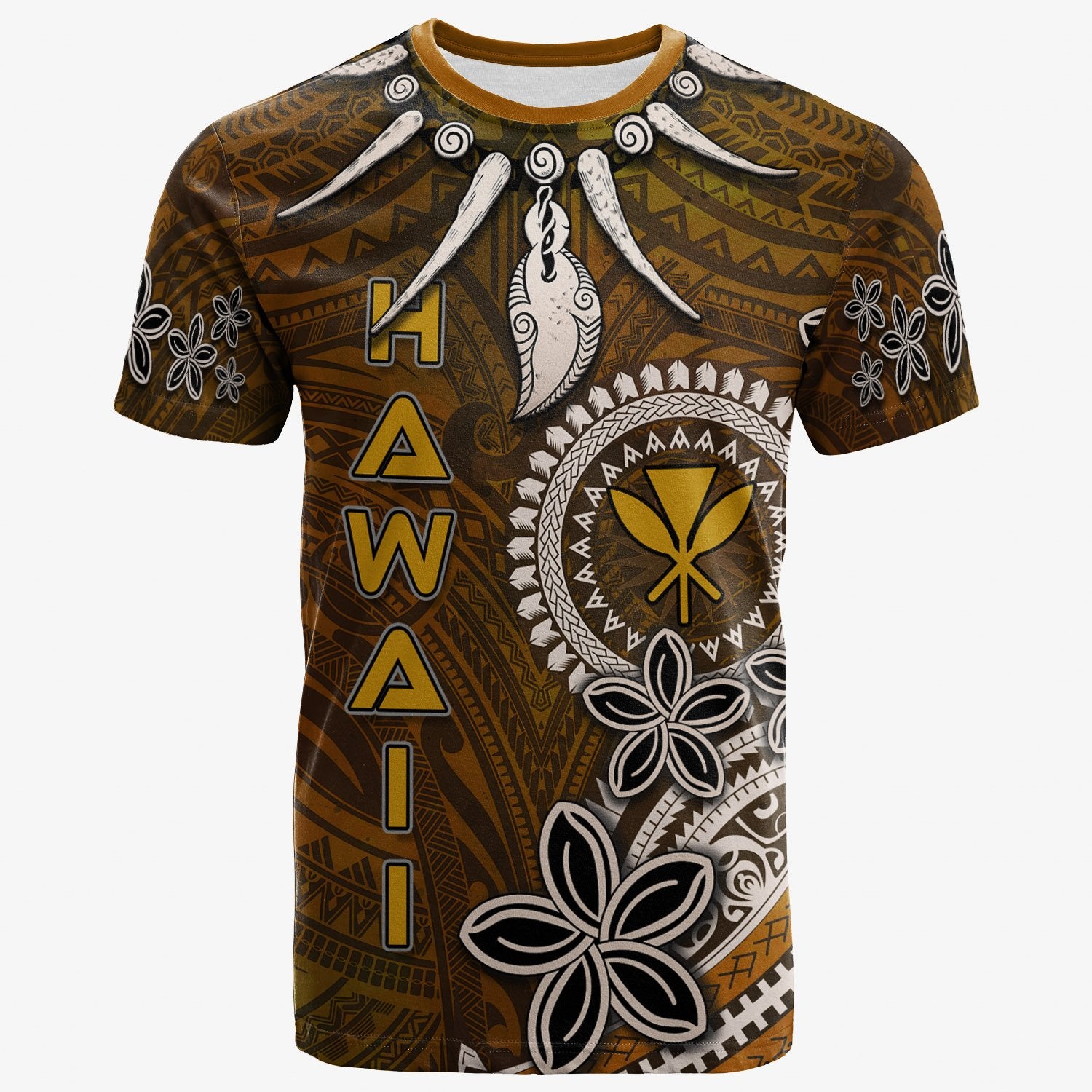 Hawaii T Shirt Polynesian Boar Tusk Unisex Brown - Polynesian Pride