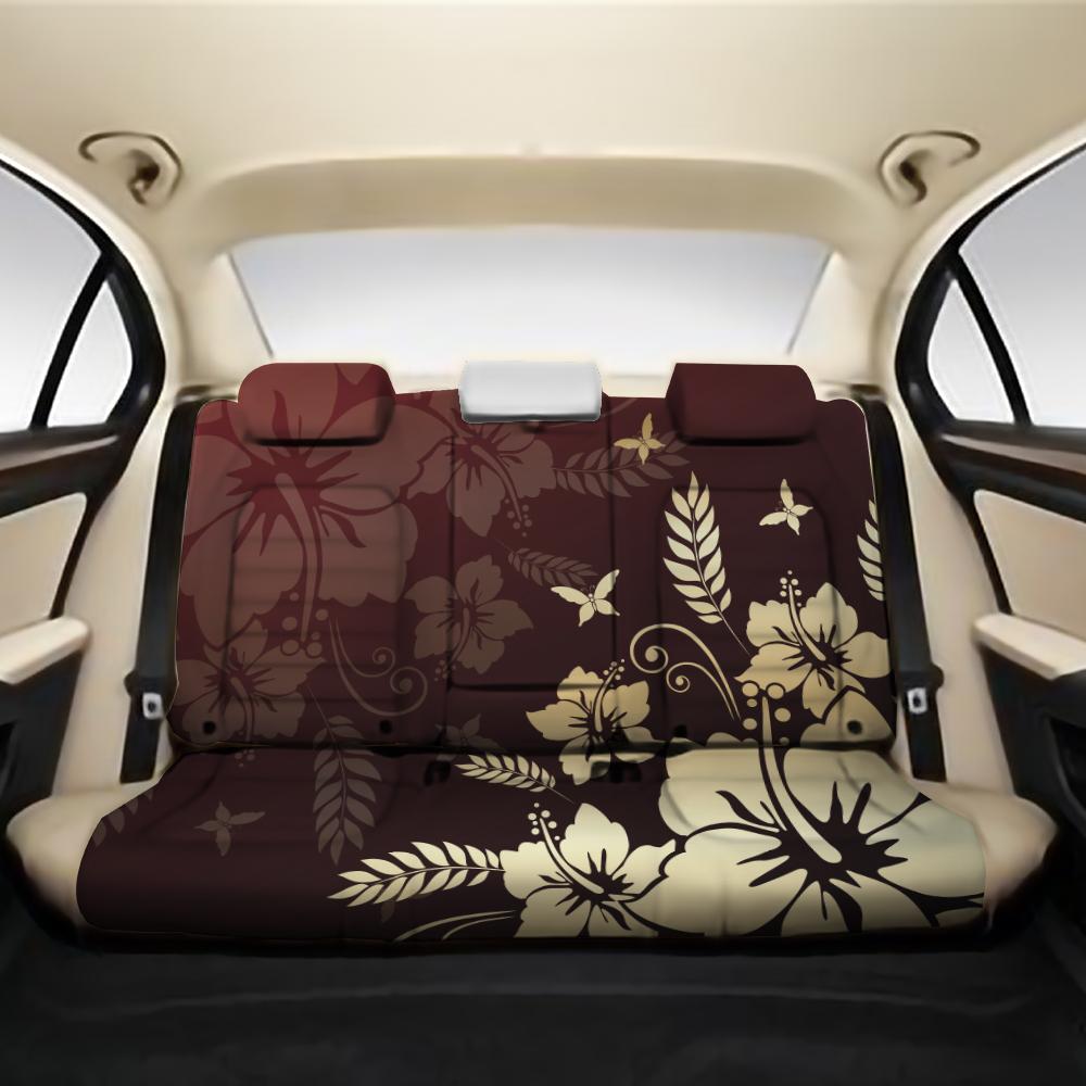 Hibiscus Golden Royal Back Seat Cover AH One Size Black Back Car Seat Covers - Polynesian Pride