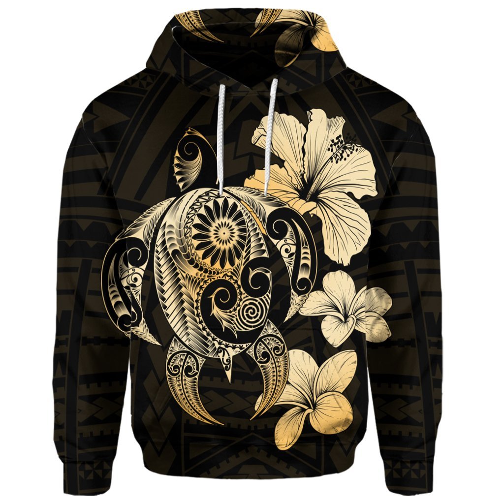 Custom Hibiscus Plumeria Mix Polynesian Turtle Hoodie - Polynesian Pride