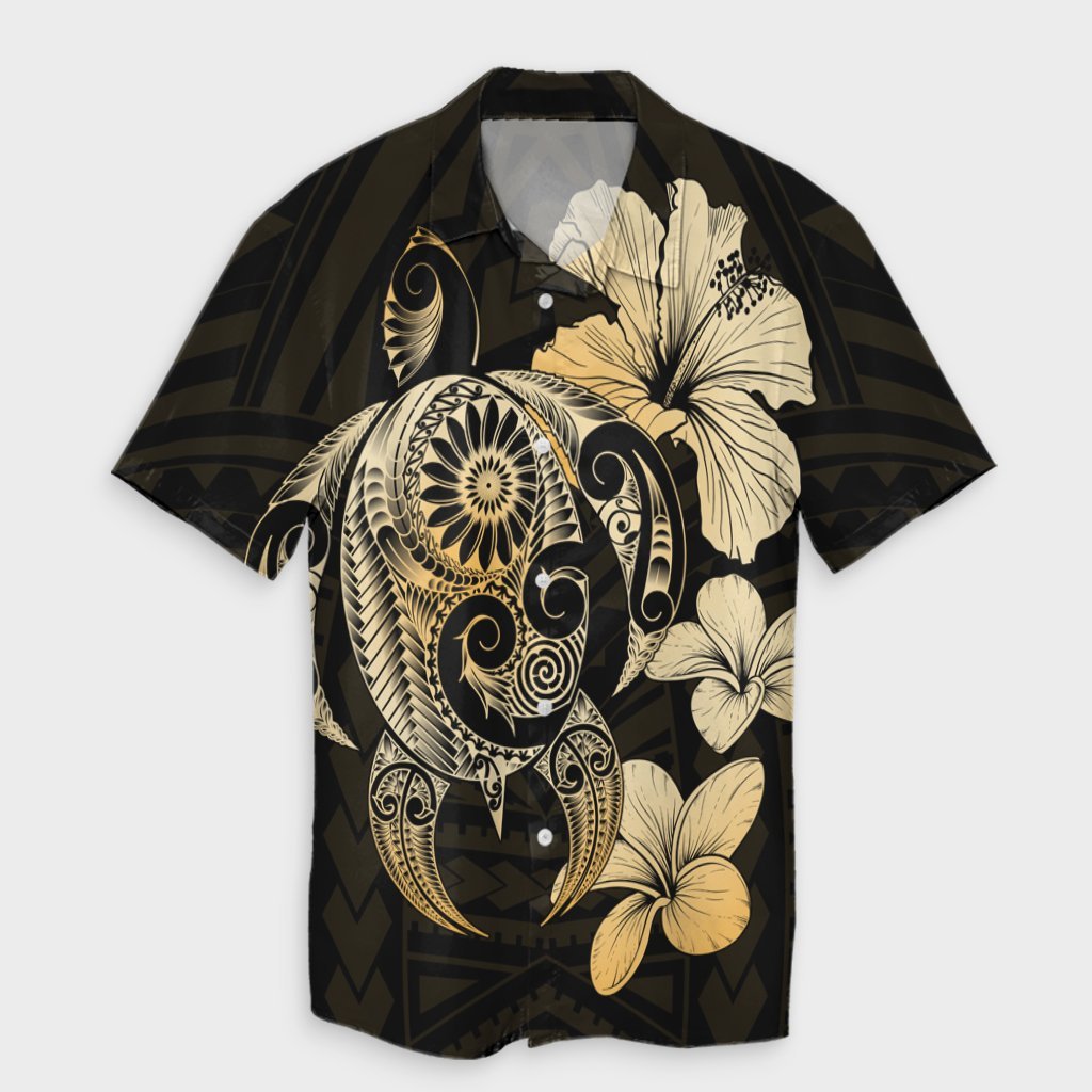 Hibiscus Plumeria Mix Polynesian Turtle Hawaiian Shirt - AH Unisex Black - Polynesian Pride