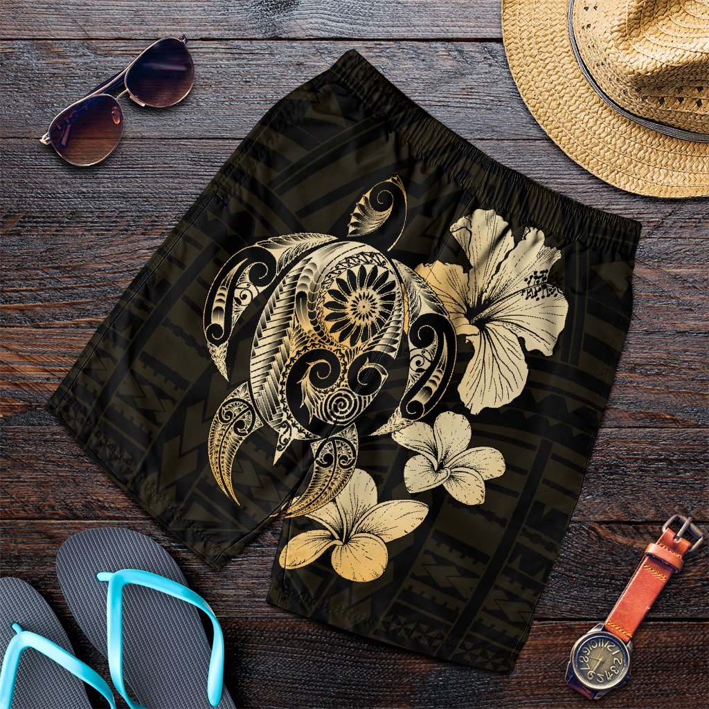 Hibiscus Plumeria Mix Polynesian Turtle Men's Shorts - AH Art - Polynesian Pride