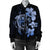 Hibiscus Plumeria Mix Polynesian Turtle Bomber Jacket Blue - AH - Polynesian Pride