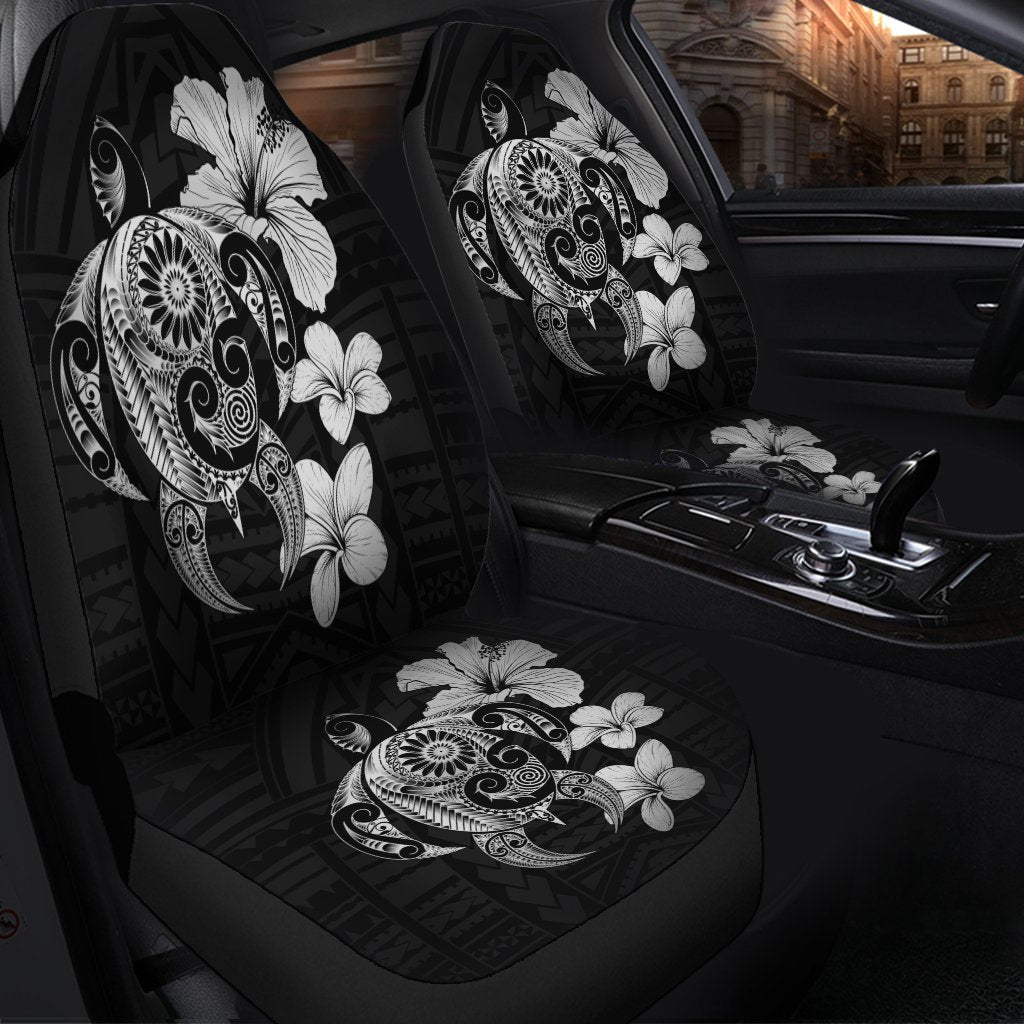 Hibiscus Plumeria Mix Polynesian Turtle Car Seat Covers Gray - AH - Polynesian Pride