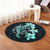 Hibiscus Plumeria Mix Polynesian Turtle Round Carpet Turquoise - AH - Polynesian Pride