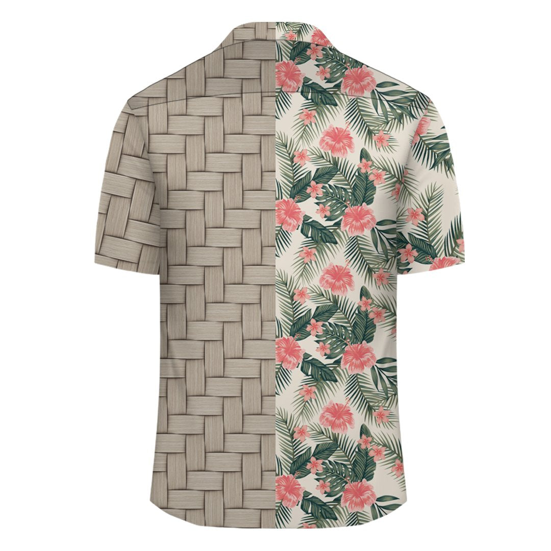 Hibiscus Plumeria Tropical Red Lauhala Moiety Hawaiian Shirt - Polynesian Pride