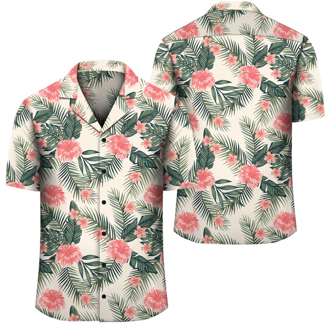 Hibiscus Plumeria Tropical Red Hawaiian Shirt Unisex Black - Polynesian Pride