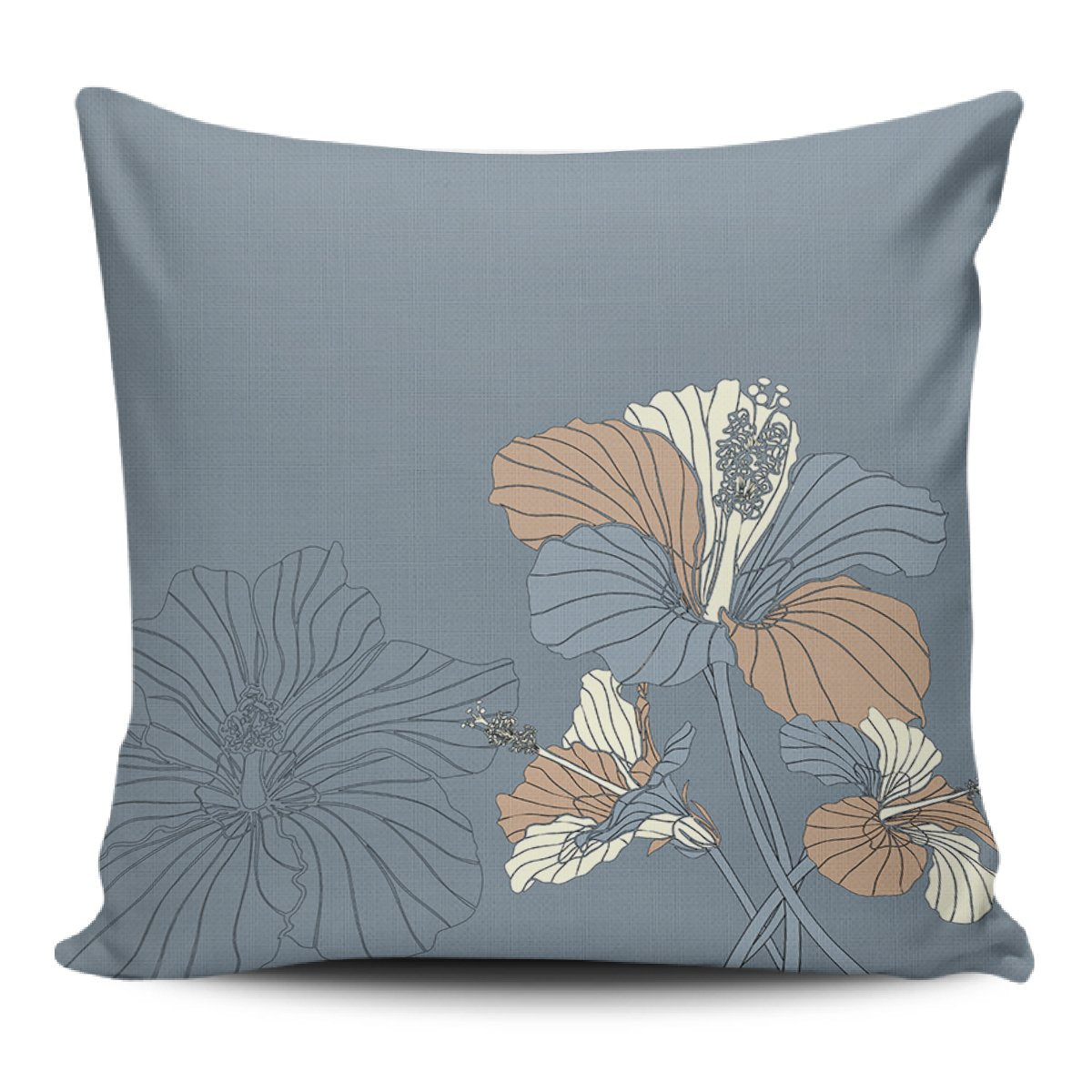 Hibiscus Art Pillow Covers One Size Zippered Pillow Case 18"x18"(Twin Sides) Black - Polynesian Pride
