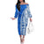 Polynesian Pride Hawaii Tribal Pattern Off Shoulder Long Sleeve Dress Blue Color Women Red - Polynesian Pride