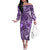 Polynesian Pride Hawaii Flowers Tribal Pattern Off Shoulder Long Sleeve Dress Purple Color Women Purple - Polynesian Pride