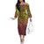Polynesian Pride Hawaii Tribal Pattern Off Shoulder Long Sleeve Dress Yellow Color Women Red - Polynesian Pride