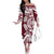 Polynesian Pride Hawaii Leaf Tribal Off Shoulder Long Sleeve Dress Red Color Women Red - Polynesian Pride