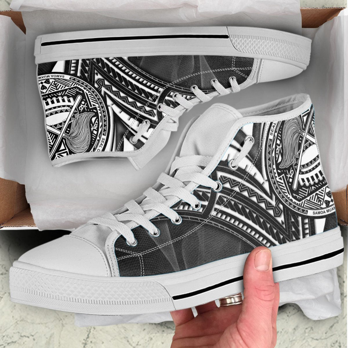 American Samoa High Top Shoes - Cross Style - Polynesian Pride