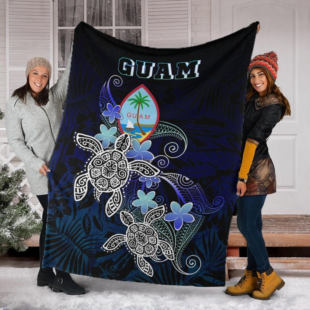 Guam Polynesian Premium Blanket - Blue Turtle Couple - Polynesian Pride
