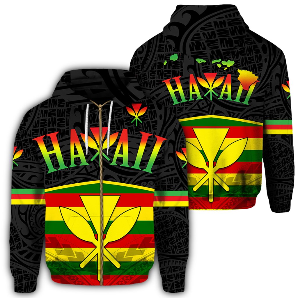 Kanaka Maoli Polynesian Hoodie Zip 3CL AH Unisex Black - Polynesian Pride