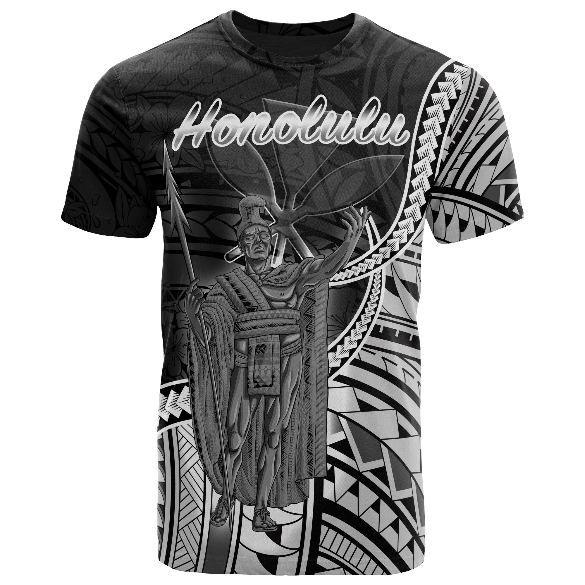 Hawaii T Shirt Honoloulu Kingdom of Hawaii Polynesian Patterns Unisex Black - Polynesian Pride