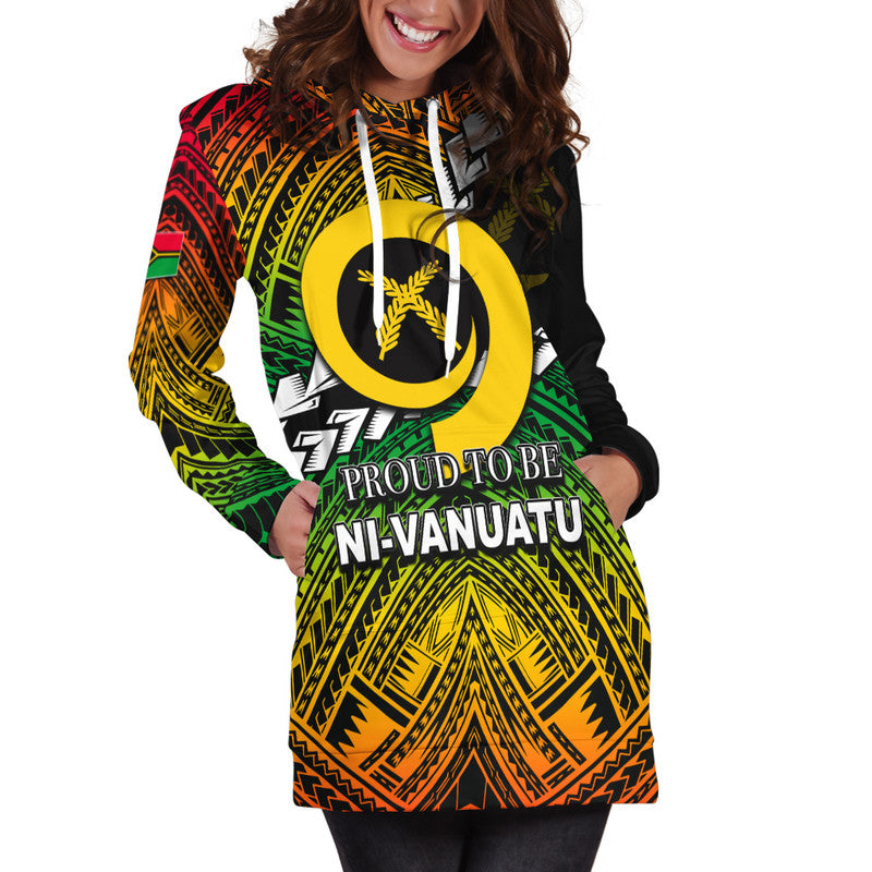 Proud To Be Ni - Vanuatu Hoodie Dress LT6 Red - Polynesian Pride