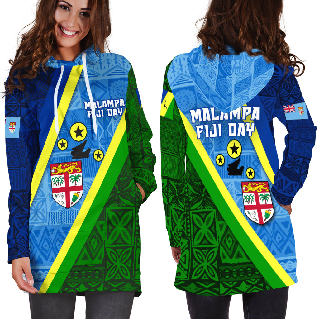 Vanuatu Malampa Fiji Day Hoodie Dress - Combine Flag Design LT4 Blue - Polynesian Pride