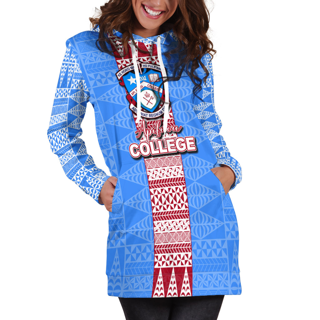 Tonga Apifoou College Hoodie Dress Tonga Simple Style LT6 Blue - Polynesian Pride