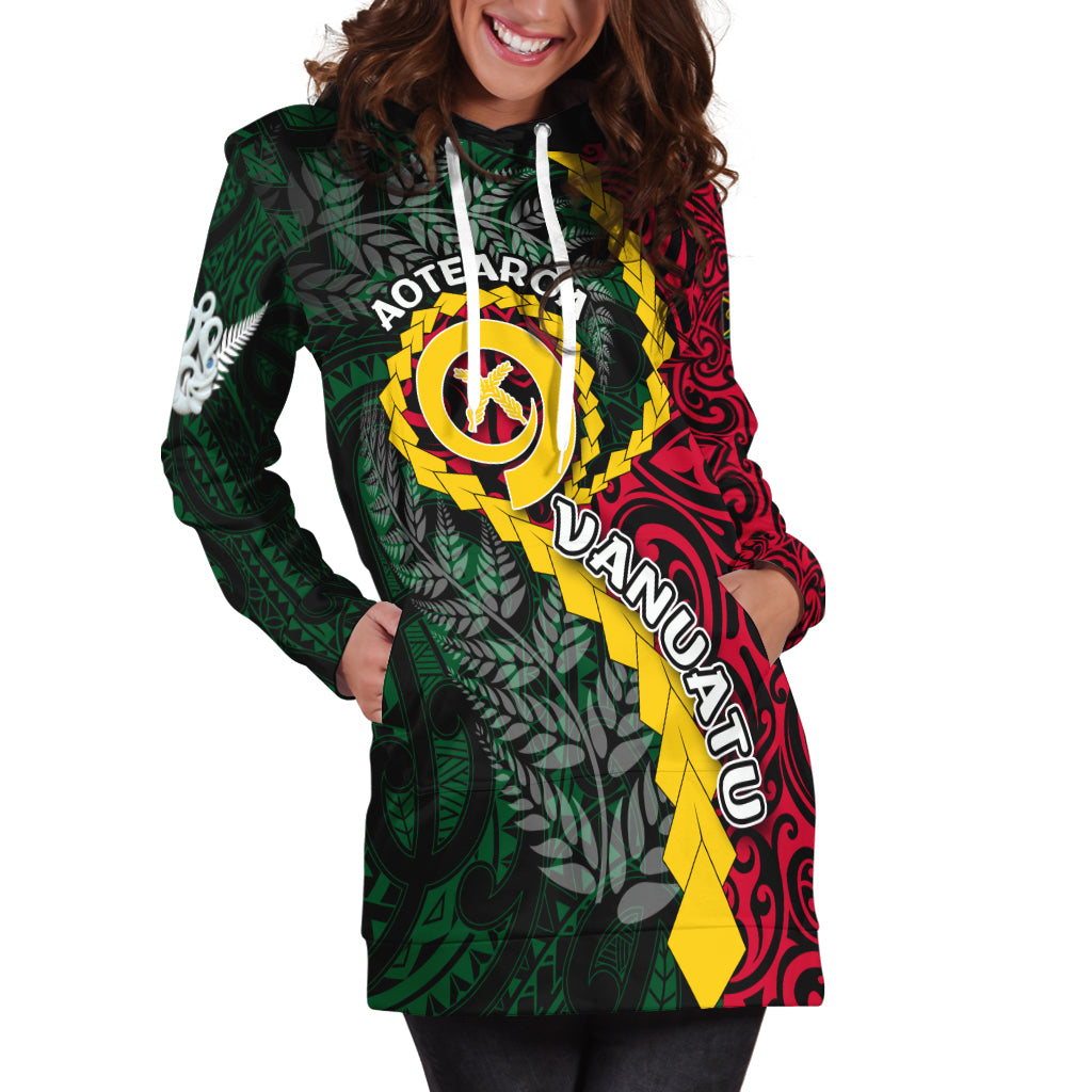 Vanuatu Hoodie Dress Mix Maori Silver Fern LT6 Red - Polynesian Pride