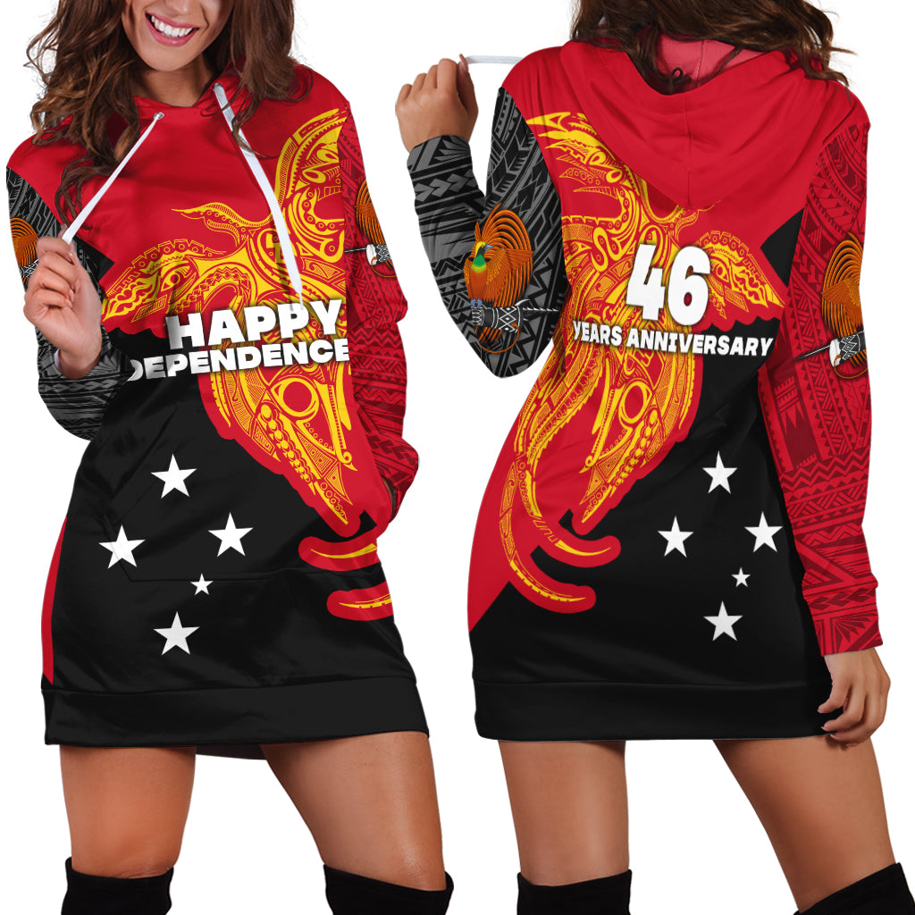 Papua New Guinea Women Hoodie Dress Independence Day Flag Style LT16 Black - Polynesian Pride