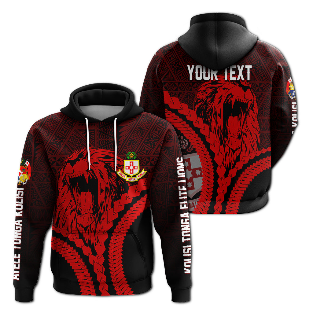 Kolisi Tonga Atele Custom Hoodie Roaring Lion LT7 Black - Polynesian Pride