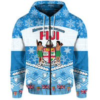 Fiji Masi Tapa Christmas Vibe Hoodie LT9 Zip Hoodie Blue - Polynesian Pride