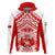 (Custom Text and Number) Tonga Rugby Sevens Hoodie Coat of Arms Tribal Polynesian Pattern LT9 Zip Hoodie Red - Polynesian Pride