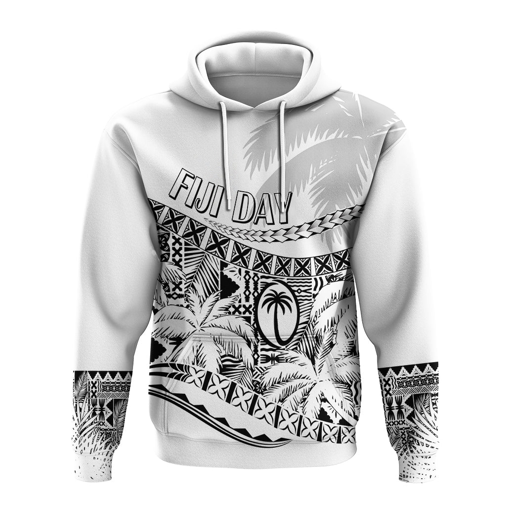 Custom Fiji Day Hoodie Flying Fijians Masi Kesa Style White LT7 White - Polynesian Pride