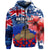 New Zealand ANZAC Day Hoodie Grunge Aotearoa Flag and Red Poppy LT9 Zip Hoodie Blue - Polynesian Pride