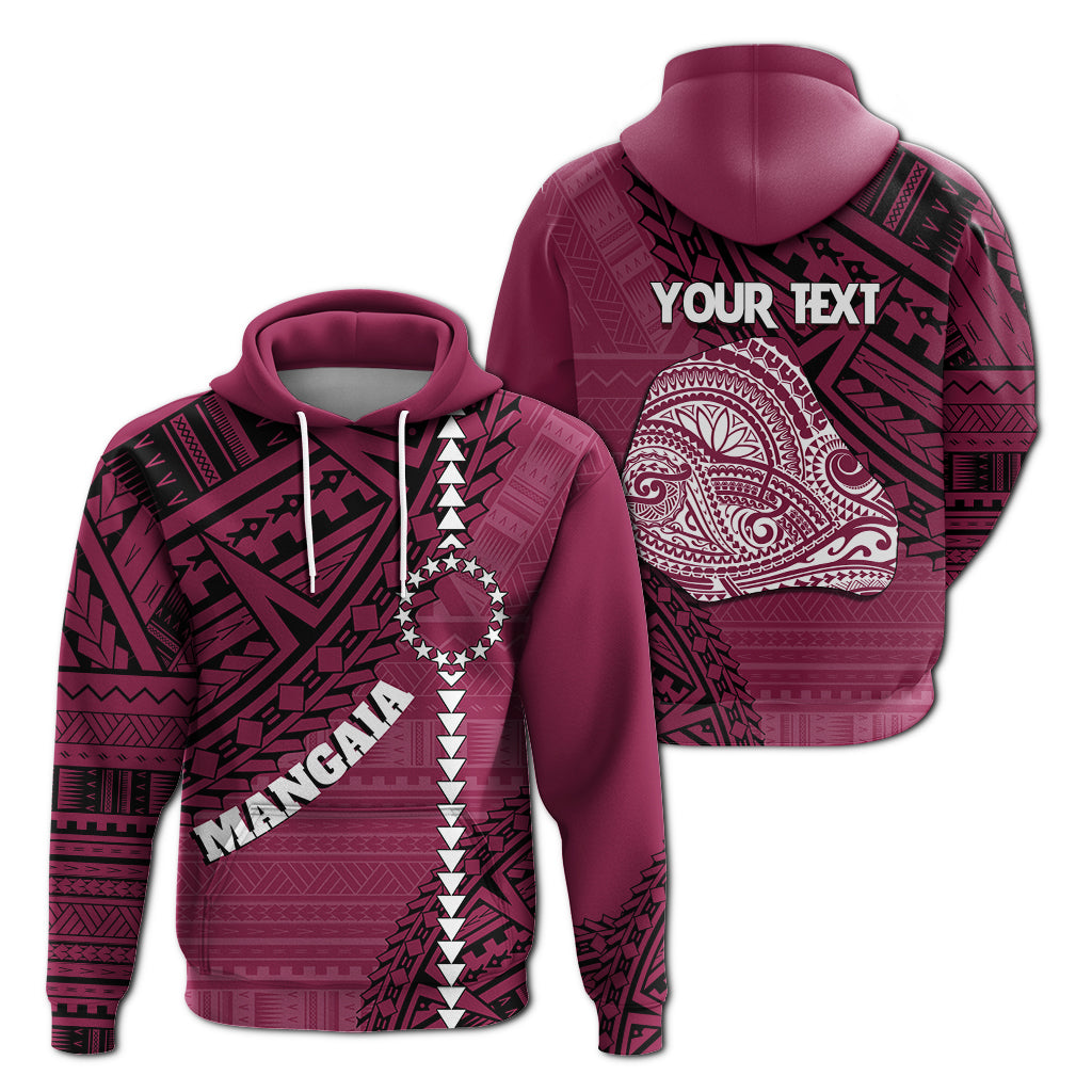 Cook Islands Tribal Custom Hoodie Island Map Mangaia Island LT7 Pullover Hoodie Maroon - Polynesian Pride