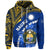 Nauru Coat of Arms Hoodie Polynesian With Frigatebird LT9 Zip Hoodie Blue - Polynesian Pride