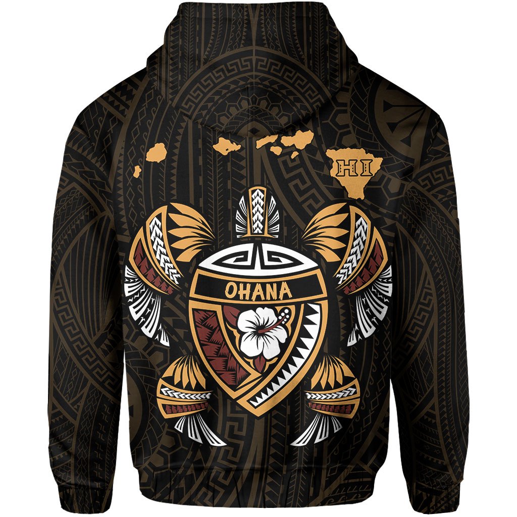 Polynesian Kakau Turtle OHANA Map of Hawaii Custom Hoodie - Polynesian Pride