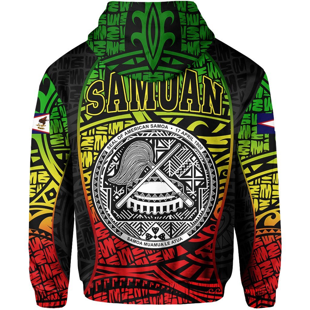 American Samoa Reggae Hoodie Gel Style - Polynesian Pride