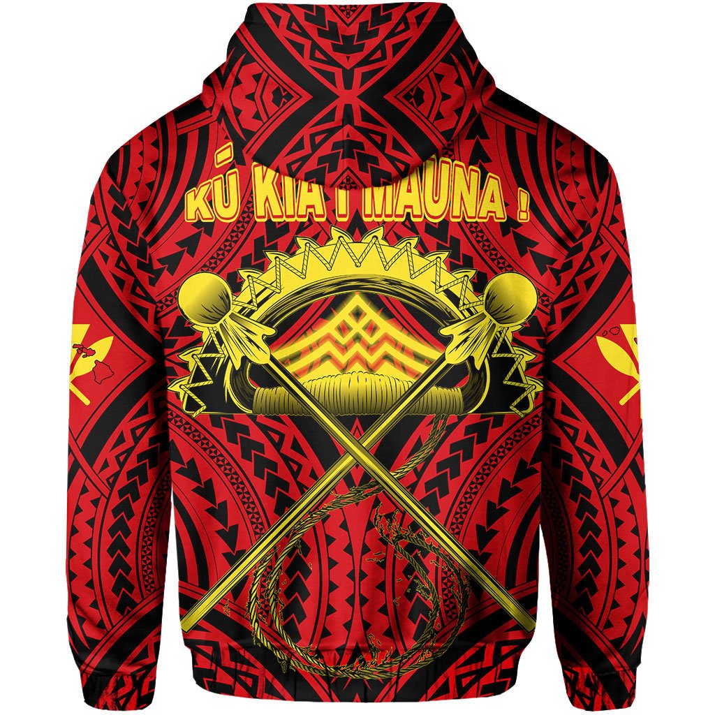 Polynesian Protect Mauna Kea Ikaika Warrior Weapon Hawaii Hoodie Red - Polynesian Pride