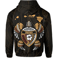 Polynesian Kakau Turtle OHANA Map of Hawaii Zip Hoodie - Polynesian Pride