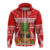 Hawaii Christmas Hoodie Mele Kalikimaka Pineapple LT7 Zip Hoodie Red - Polynesian Pride