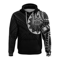 Polynesian Full Sleeve Tattoo Hoodie Silver Vibes LT7 Unisex Black - Polynesian Pride